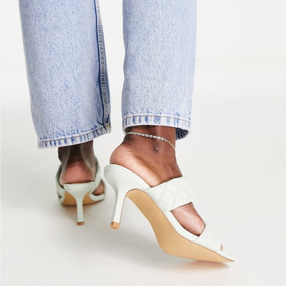 Office Heeled Mules in Sage - Picture 4 of 4